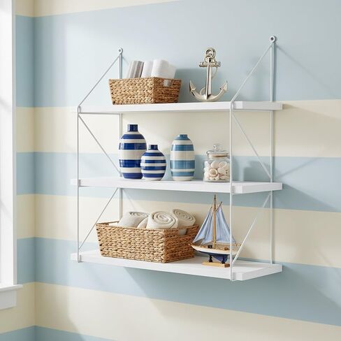 WELLAND 3-Tier Display Wall Shelf Storage Rack Wall Rack Holder Rack, Espresso in Saudi Arabia