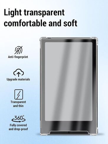 حافظة قارئ الكتب الإلكترونية 2 في 1 لـ XT-EINK X4 (4.3 بوصة) + طبقة ناعمة من مادة TPU، غطاء ناعم مقاوم للصدمات فائق النحافة من مادة TPU، غلاف واقٍ خفيف الوزن مقاوم للخدش ومقاوم للاصفرار، مرن ومناسب، شفاف in Kuwait