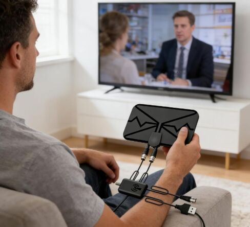 هوائي تلفزيون رقمي 4K، نطاق HD مضخم طويل 250+ ميل، كابل محوري معزز للإشارة، يدعم هوائي 4K 1080p HD للتلفزيون الذكي الداخلي HDTV in Kuwait
