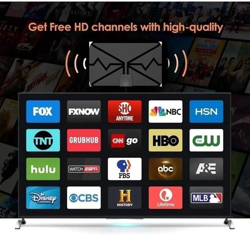 هوائي تلفزيون رقمي 4K، نطاق HD مضخم طويل 250+ ميل، كابل محوري معزز للإشارة، يدعم هوائي 4K 1080p HD للتلفزيون الذكي الداخلي HDTV in Kuwait