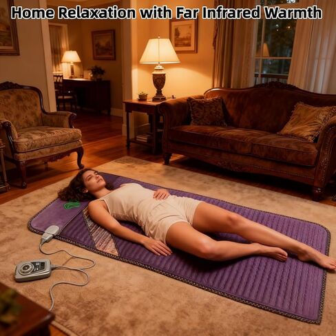 PHYMAT Far Infrared Amethyst Heating Pad (67"x27")- 5 Color Natural Crystal Infrared Heat Mat - Amethyst Infrared Heating Mat with Auto Shut Off - EMF Free,Overheat Protection,Smart Control in Saudi Arabia
