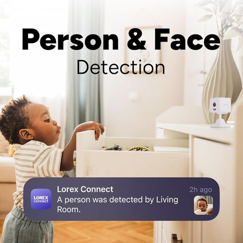 Lorex Connect 2K Indoor Wi-Fi Camera | New APP | Color Night Vision | Person & Face Recognition | Versatile Mounting | 2-Way Talk | 24/7 Recording | Privacy Mode | Local SD or Cloud Storage Option in Kuwait