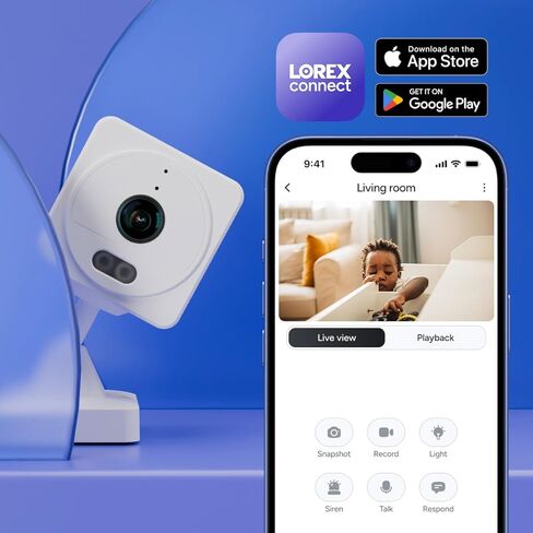 Lorex Connect 2K Indoor Wi-Fi Camera | New APP | Color Night Vision | Person & Face Recognition | Versatile Mounting | 2-Way Talk | 24/7 Recording | Privacy Mode | Local SD or Cloud Storage Option in Kuwait