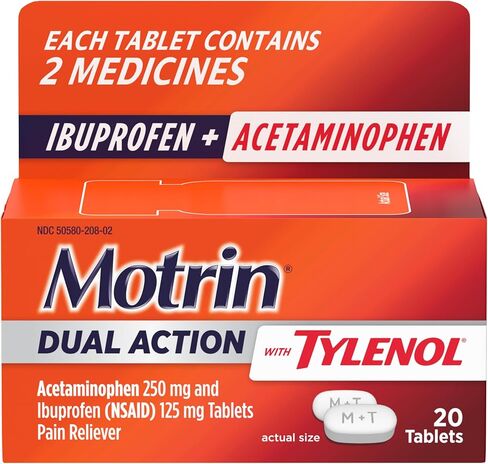 Motrin Dual Action مع Tylenol ، Ibuprofen و Acetaminophen سريع المفعول للألم من أجل آلام وآلام طفيفة ، Ibuprofen (NSAID) 125 ملغ والأسيتامينوفين 250 ملغ ، 120 CT in Saudi Arabia