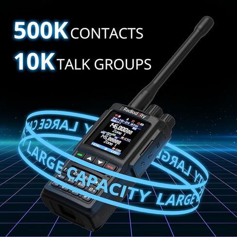 Radioddity GD-168 ثنائي النطاق DMR Ham راديو محمول باليد، راديو ثنائي الاتجاه مع بطاريتين، 500K جهة اتصال، 10,000 مجموعة نقاش، تقليل الضوضاء، اتصال عبر الأقمار الصناعية، دعم شحن وبرمجة USB-C in Kuwait