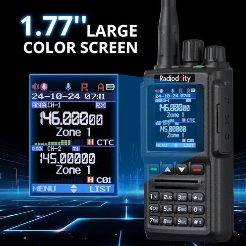 Radioddity GD-168 ثنائي النطاق DMR Ham راديو محمول باليد، راديو ثنائي الاتجاه مع بطاريتين، 500K جهة اتصال، 10,000 مجموعة نقاش، تقليل الضوضاء، اتصال عبر الأقمار الصناعية، دعم شحن وبرمجة USB-C in Kuwait