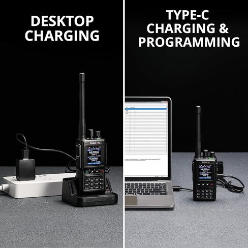 Radioddity GD-168 ثنائي النطاق DMR Ham راديو محمول باليد، راديو ثنائي الاتجاه مع بطاريتين، 500K جهة اتصال، 10,000 مجموعة نقاش، تقليل الضوضاء، اتصال عبر الأقمار الصناعية، دعم شحن وبرمجة USB-C in Kuwait