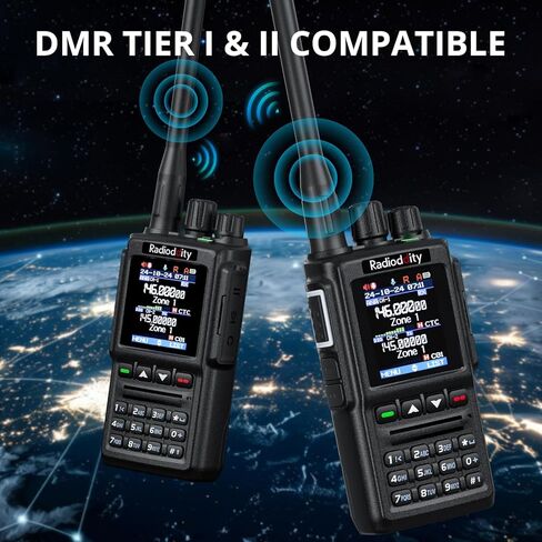 Radioddity GD-168 ثنائي النطاق DMR Ham راديو محمول باليد، راديو ثنائي الاتجاه مع بطاريتين، 500K جهة اتصال، 10,000 مجموعة نقاش، تقليل الضوضاء، اتصال عبر الأقمار الصناعية، دعم شحن وبرمجة USB-C in Kuwait