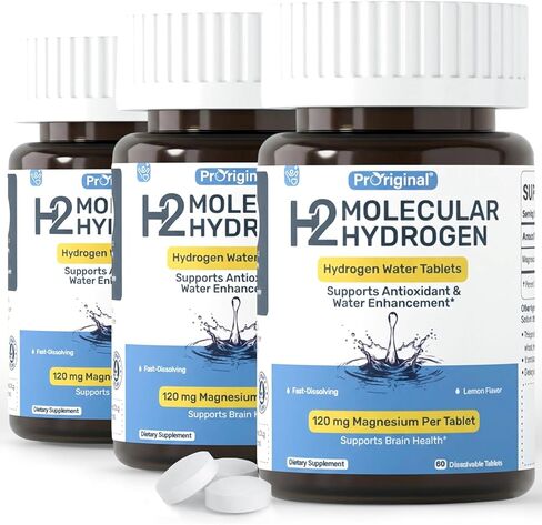 Hydrogen Water Tablets - 12 PPM H2 Molecular Hydrogen - 120 mg Magnesium-Based Reaction System - Supports Antioxidant Defense, Cellular Health, Energy & Brain Function - Non-GMO, Unflavored 60 Tablets in Saudi Arabia