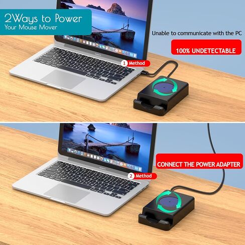Mouse Jiggler with Adjustable Interval Timer, Driver-Free Mouse Mover Simulating Realistic Mouse Movement to Keep PC Active (Black) in Kuwait