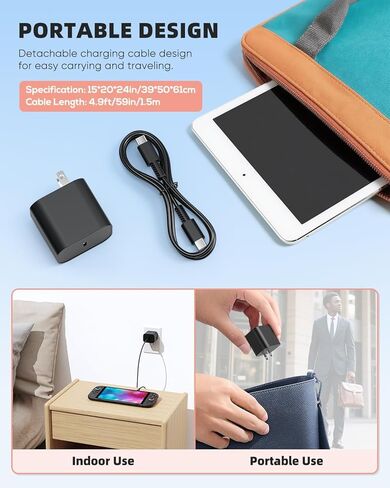 شاحن لجهاز نينتندو سويتش، محول تيار متردد بقدرة 60 وات شحن سريع مع كابل USB C قابل للفصل بطول 5 أقدام، متوافق مع سويتش/OLED/لايت، سطح البخار، دعم وضع التلفزيون، الجودة الأصلية in Kuwait