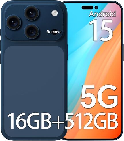 Unlocked Phones F17 PM, 5G Smartphone, 16GB RAM+512GB Storage, Android 15 Cell Phone, 6.9'' HD Display, 104MP+32MP Camera, 5000mAh Battery, Face ID/Dual SIM/WiFi/Bluetooth/GPS in Kuwait