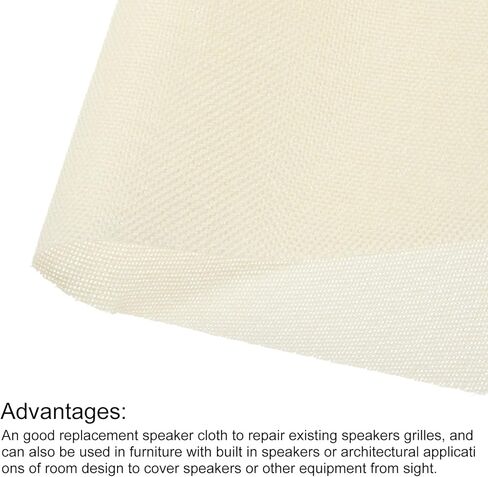 uxcell Cream Speaker Mesh Grill Cloth (not Cane Webbing) Stereo Box Fabric Dustproof Cloth 65cm x 150cm 25.6 Inches x 59 Inches in Kuwait