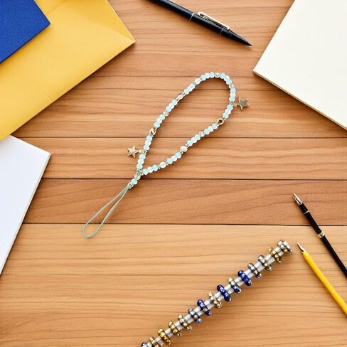 Holibanna 2pcs Beaded Phone Wrist Strap with Star Pendant Lightweight and Reliable Cellphone Charm Lanyard for Wide Compatibility Stylish Mobile Phone and Camera Wristlet in Blue Green in Kuwait