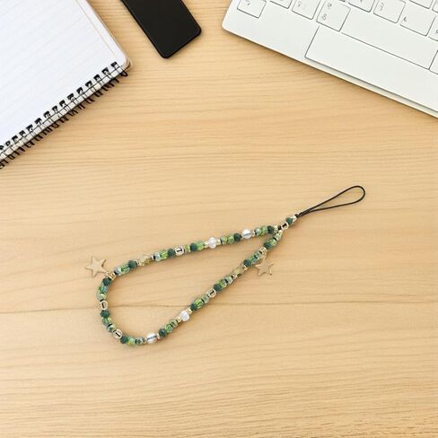 Holibanna 2pcs Beaded Phone Wrist Strap with Star Pendant Lightweight and Reliable Cellphone Charm Lanyard for Wide Compatibility Stylish Mobile Phone and Camera Wristlet in Blue Green in Kuwait