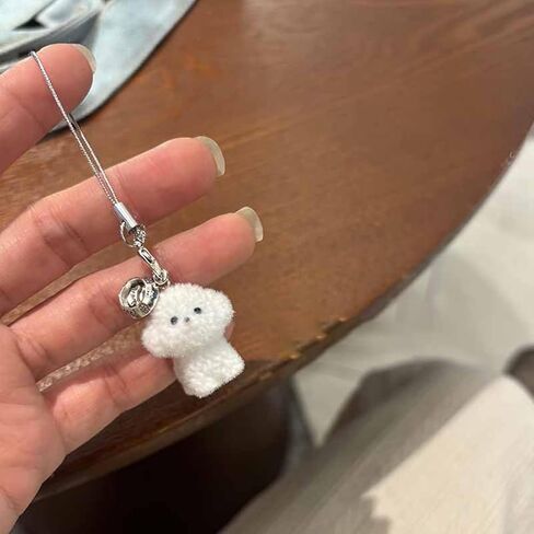 1Pc Flocked Resin Dog Puppy Keychain 3D Little Plush Animal Pendant Backpack Car Keyrings Charms Hangs in Kuwait