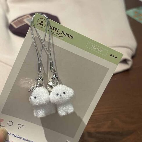 1Pc Flocked Resin Dog Puppy Keychain 3D Little Plush Animal Pendant Backpack Car Keyrings Charms Hangs in Kuwait