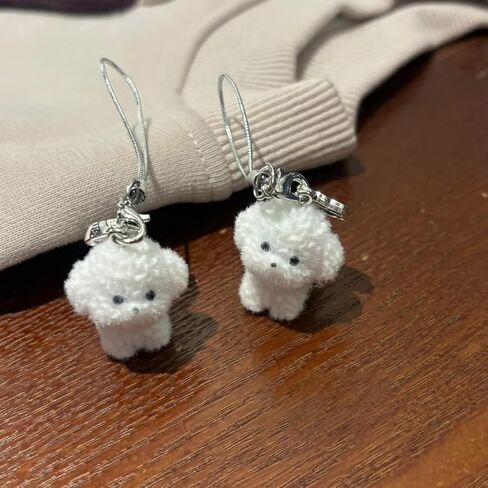 1Pc Flocked Resin Dog Puppy Keychain 3D Little Plush Animal Pendant Backpack Car Keyrings Charms Hangs in Kuwait