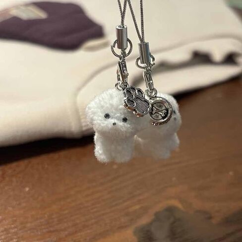 1Pc Flocked Resin Dog Puppy Keychain 3D Little Plush Animal Pendant Backpack Car Keyrings Charms Hangs in Kuwait