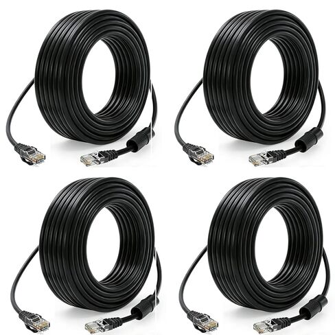 Cat 6 Ethernet Cable 100 ft,PoE Cable High Speed 10Gbps LAN RJ45 Network Cable LAN Cable 100ft for Indoor IP Camera Cable Router, VoIP Internet Cable 30m Long ethernet Cable 100ft Black 4PCS in Kuwait