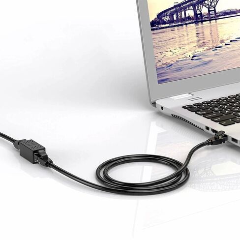 وصلة كابل إيثرنت RJ45 موصل LAN مضمن Cat7/Cat6/Cat5e محول موسع كابل إيثرنت أنثى إلى أنثى، أسود (عبوتان) in Kuwait