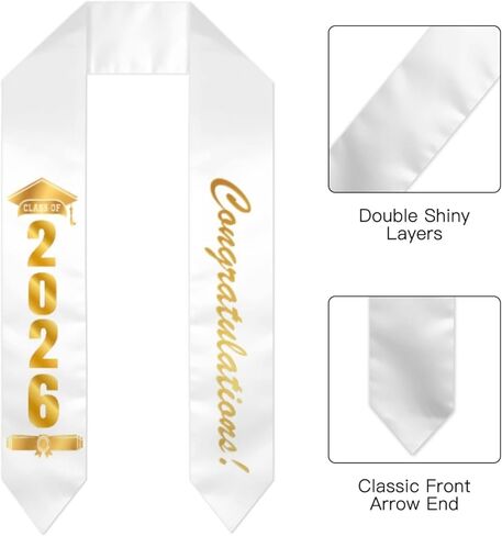 Class of 2026 Graduation Stole Senior Sash for High School and College Graduates, Ceremony Photo Props in Kuwait