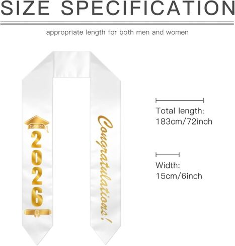 Class of 2026 Graduation Stole Senior Sash for High School and College Graduates, Ceremony Photo Props in Kuwait
