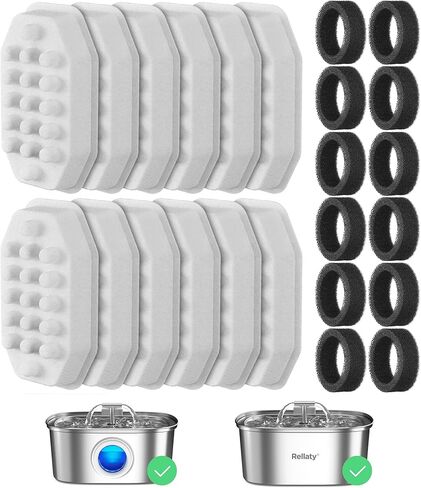 Cat Water Fountain Stainless Steel 8 Filters Replacement & 8 Pre-Filter Sponges in Kuwait
