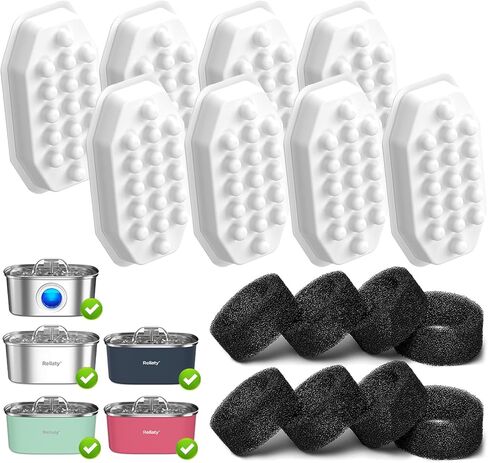 Cat Water Fountain Stainless Steel 8 Filters Replacement & 8 Pre-Filter Sponges in Saudi Arabia