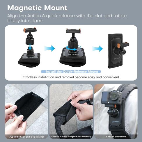 REYGEAK for DJI Osmo Backpack Strap Mount,Bag Belt Shoulder Strap Clip Holder for Action 6/OSMO Nano,Magnetic Quick Release Adapter Mounts for DJI OSMO Action Accessories in Kuwait