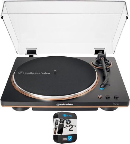 Audio-Technica AT-LP70X-BZ قرص دوار أوتوماتيكي بالكامل يعمل بالحزام، حزمة سوداء/برونزية مع حزمة حماية ممتدة لمدة عام in Kuwait