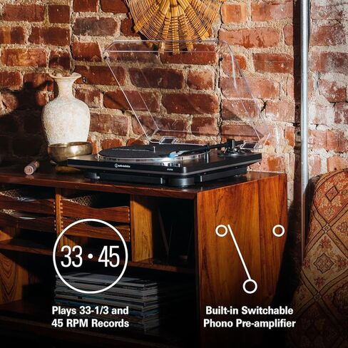 Audio-Technica AT-LP70X-BZ قرص دوار أوتوماتيكي بالكامل يعمل بالحزام، حزمة سوداء/برونزية مع حزمة حماية ممتدة لمدة عام in Kuwait