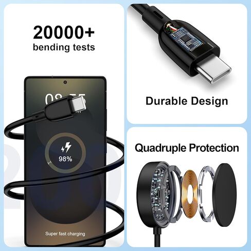 شاحن ساعة سامسونج لساعة سامسونج جالاكسي 8/8 كلاسيك/7/6/Ultra/FE/5 Pro/4/3/Active 2 شحن سريع 3.5 وات USB C مغناطيسي ومحطة شحن لاسلكية وكابل شاحن هاتف 3FT in Kuwait