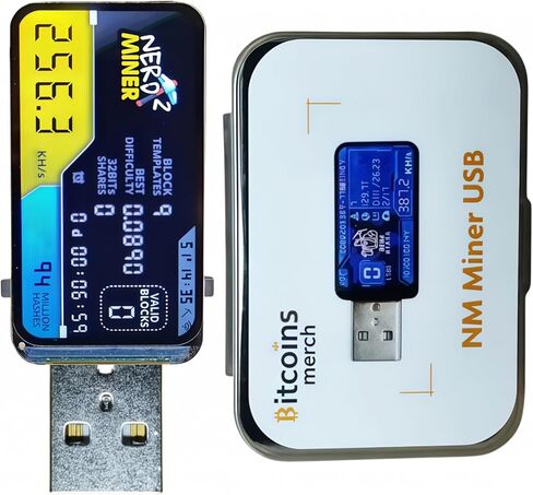 عامل منجم Bitcoins ASIC Crypto Solo Miner | جهاز تعدين Bitcoins SHA-256 بقدرة 250KH/S مع شبكة WiFi 2.4G وشاشة عرض صغيرة واستهلاك منخفض للطاقة USB 1W - مثالي لتعدين اليانصيب المنزلي in Kuwait