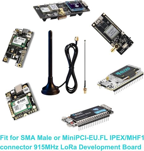 Meshtastic 915MHz LoRa Antenna 5dBi Gain Long Range Magnetic Base with SMA Male for ESP32 LoRa V3&V4 Development Board&915MHz LoRa Module with 10cm IPEX Extension Cable, Not for Car (1pack) in Kuwait
