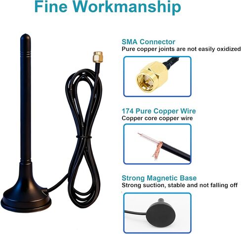 Meshtastic 915MHz LoRa Antenna 5dBi Gain Long Range Magnetic Base with SMA Male for ESP32 LoRa V3&V4 Development Board&915MHz LoRa Module with 10cm IPEX Extension Cable, Not for Car (1pack) in Kuwait