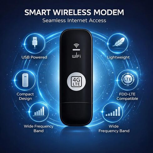 4G USB Mobile Hotspot Router, Portable Wireless Network Device, Support 8 Devices, LTE High - Speed Internet - Compact Design, Easy Setup for Travel and Remote Work SIM Card Required (Black) in Kuwait