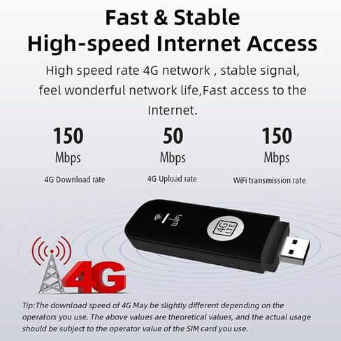 4G USB Mobile Hotspot Router, Portable Wireless Network Device, Support 8 Devices, LTE High - Speed Internet - Compact Design, Easy Setup for Travel and Remote Work SIM Card Required (Black) in Kuwait