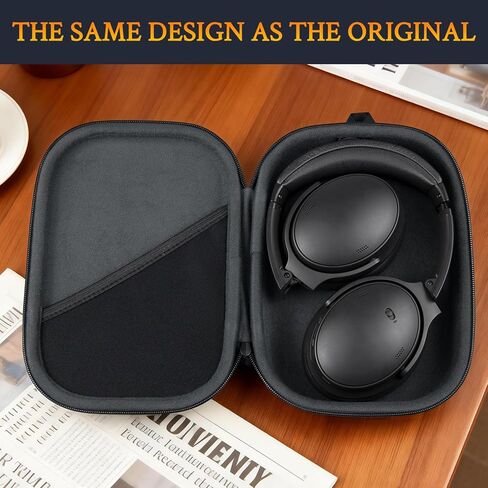 SOULWIT Headphone Carry Case for Bose QuietComfort QC35/QC35II/QC45/QC Ultra/QC Ultra(2nd Gen)/QC25/QC SE/Quiet Comfort, Hard EVA Replacement Case, Travel Storage Bag with Carabiner - Black in Kuwait