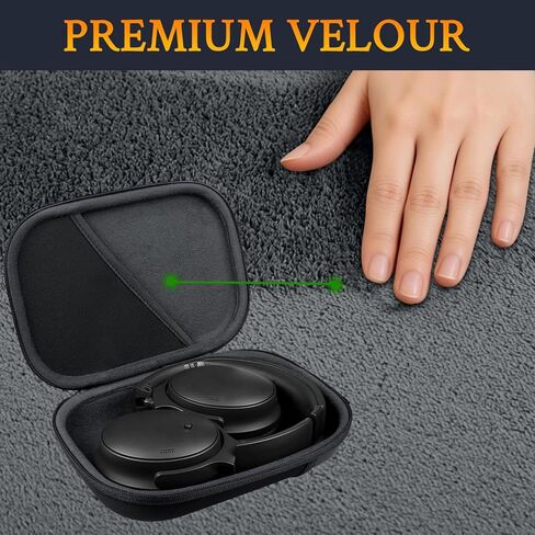 SOULWIT Headphone Carry Case for Bose QuietComfort QC35/QC35II/QC45/QC Ultra/QC Ultra(2nd Gen)/QC25/QC SE/Quiet Comfort, Hard EVA Replacement Case, Travel Storage Bag with Carabiner - Black in Kuwait