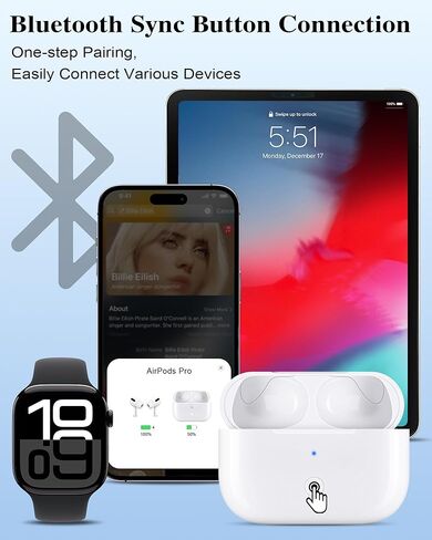 Wireless Charging Case Compatible with AirPods Pro: Replacement Charger Case with Bluetooth Pairing, Earbuds Not Included (White, AirPods Pro 1/2 Charging Case) in Kuwait
