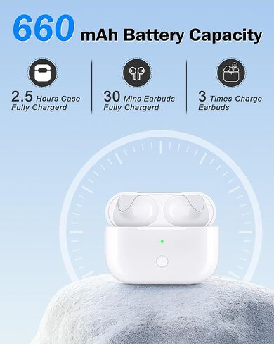 Wireless Charging Case Compatible with AirPods Pro: Replacement Charger Case with Bluetooth Pairing, Earbuds Not Included (White, AirPods Pro 1/2 Charging Case) in Kuwait