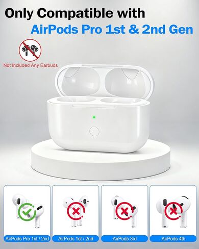 Wireless Charging Case Compatible with AirPods Pro: Replacement Charger Case with Bluetooth Pairing, Earbuds Not Included (White, AirPods Pro 1/2 Charging Case) in Kuwait
