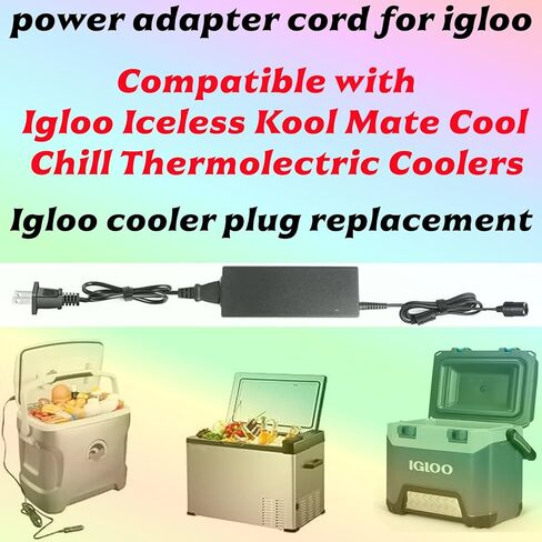 MSZLZTD محول طاقة 12 فولت لتوصيل مبردات المركبات مبردات كهروحرارية Igloo Iceless متوافقة مع مبردات Igloo Iceless Kool Mate Cool Chill الحرارية الكهربائية DC12V سلك استبدال مبرد السيارة in Kuwait