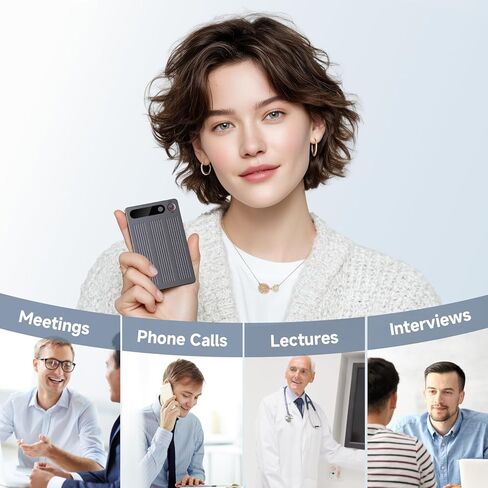 AI Voice Recorder with Transcribe＆Summarize, App Control Audio Recorder Support Al Noise Cancellation Technology with 80+ Languages, Note Taker with 64GB Memory, Audio Device for Meeting, Call, Grey in Kuwait