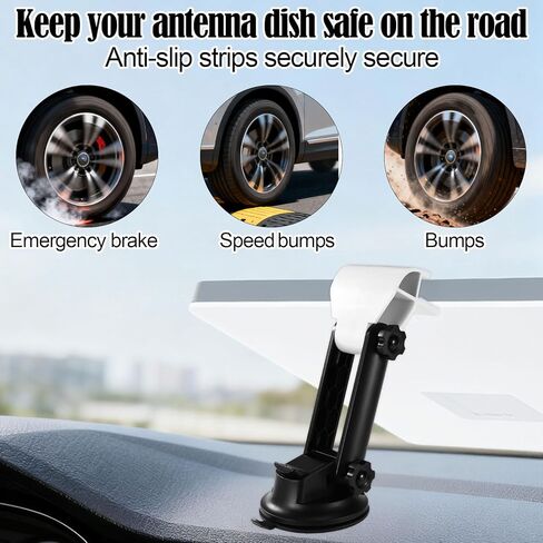 Car Dashboard Mount for Starlink Mini, Dash Holder for Starlink Mini Angle-Adjustable Suction Cup Mount Kit Vehicle Windshield Accessories to Keep Antenna Dish Stable While Driving(Black) in Kuwait