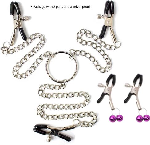 Nipple Clamps with Chain Necklace Non-Piercing Fake Body Ring Stainless Steel Body Jewelry Clips for Women in Saudi Arabia