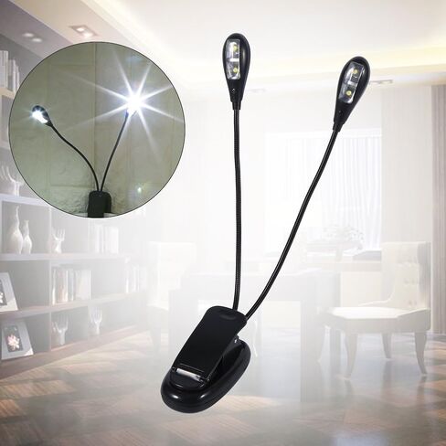 مصباح كتاب LED قابل للتعديل من Fafeicy، مصباح قراءة مزدوج الذراع خفيف الوزن ومحمول، 4 بطاريات LED USB تعمل، مثالي للقراءة ومهام البيانو in Kuwait