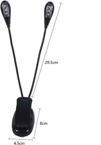 مصباح كتاب LED قابل للتعديل من Fafeicy، مصباح قراءة مزدوج الذراع خفيف الوزن ومحمول، 4 بطاريات LED USB تعمل، مثالي للقراءة ومهام البيانو in Kuwait