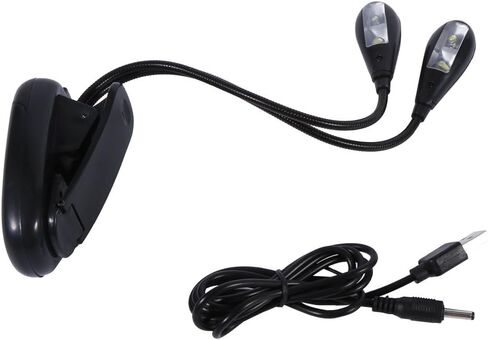 مصباح كتاب LED قابل للتعديل من Fafeicy، مصباح قراءة مزدوج الذراع خفيف الوزن ومحمول، 4 بطاريات LED USB تعمل، مثالي للقراءة ومهام البيانو in Kuwait